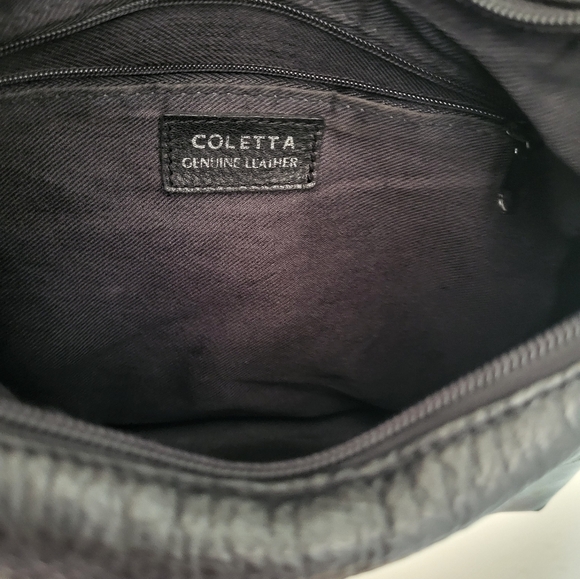 Coletta Black Leather Shoulder Bag Purse Zip Closure Single Strap - Picture 4 of 12